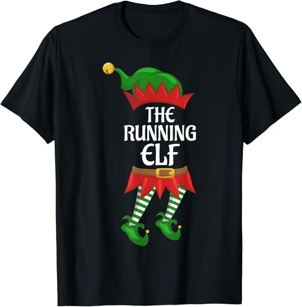 Running Elf Family Matching Group Christmas Party T-Shirt