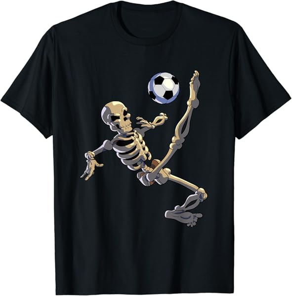 Soccer Skeleton Halloween Men Boys Soccer Player Halloween T-Shirt