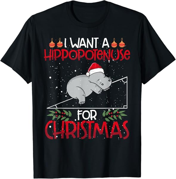 Christmas Math Teacher Funny Hypotenuse Math Hippotenuse T-Shirt