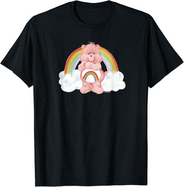 Care Bears Cheer Bear Vintage Watercolor Rainbow Portrait T-Shirt