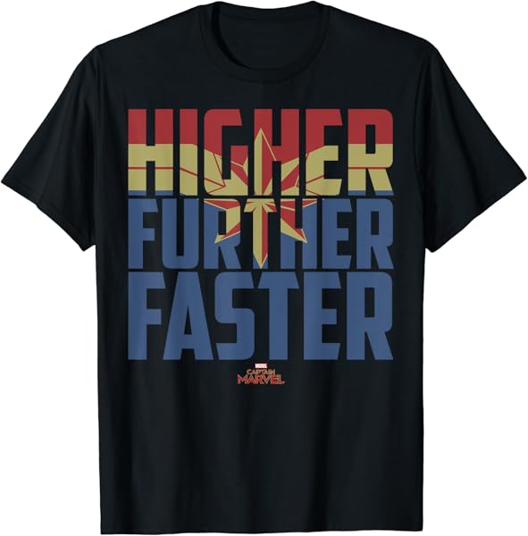 Captain Marvel Movie Higher Further Faster Graphic T-Shirt T-Shirt