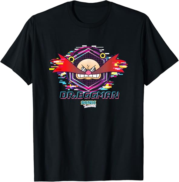 Sonic The Hedgehog Dr. Eggman Glitched Out Face Logo T-Shirt