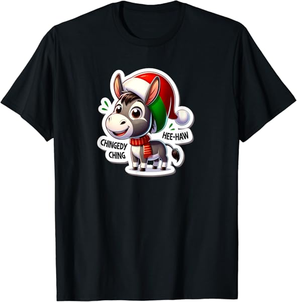 Cute Dominick Christmas Donkey with Santa Hat Buon Natale T-Shirt