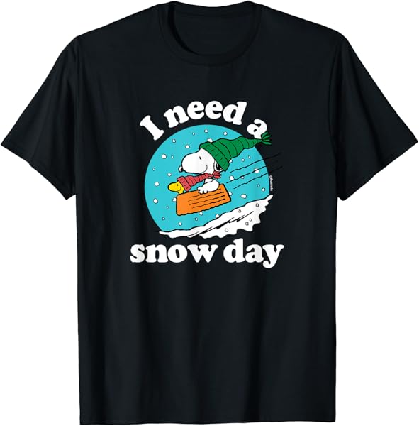 Peanuts - Christmas Snoopy - I Need A Snow Day T-Shirt