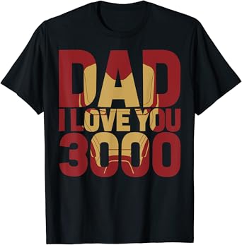 Amazon Com Marvel Iron Man Dad I Love You 3000 Text Fill Father S Day T Shirt Clothing