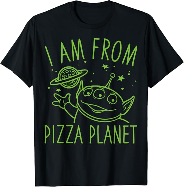 Disney Pixar Toy Story Neon Green Alien Pizza Planet Logo T-Shirt