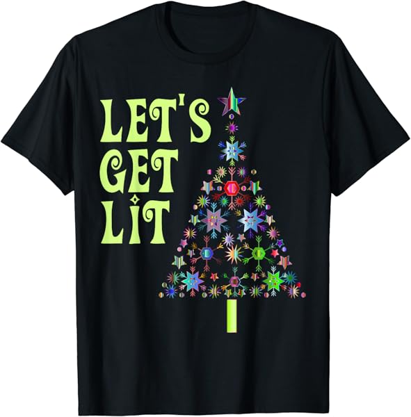 Let\'s Get Lit Adult Funny Christmas T-Shirt
