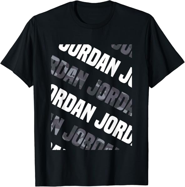 Diagonal Jordan Pattern Design Gift Grey Camouflage Print T-Shirt