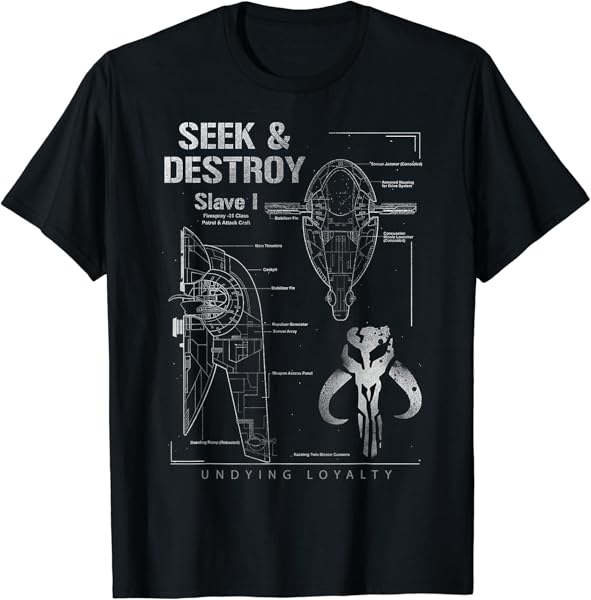 Star Wars Boba Slave I Ship Seek & Destroy Schematic T-Shirt T-Shirt
