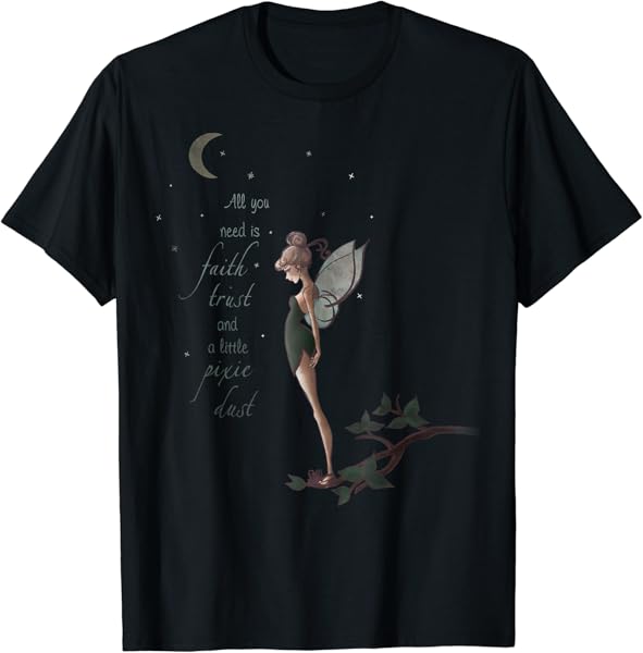 Disney Peter Pan Tinker Bell Moon Quote Art Graphic T-Shirt