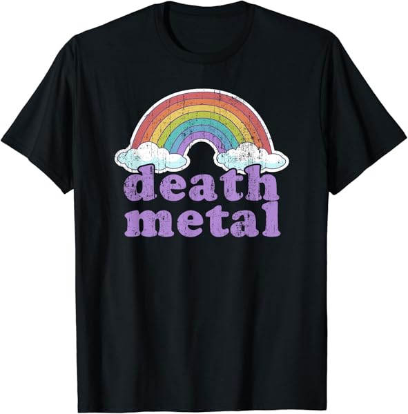 DEATH METAL Rainbow Funny Retro Vintage Love Music Metalhead T-Shirt