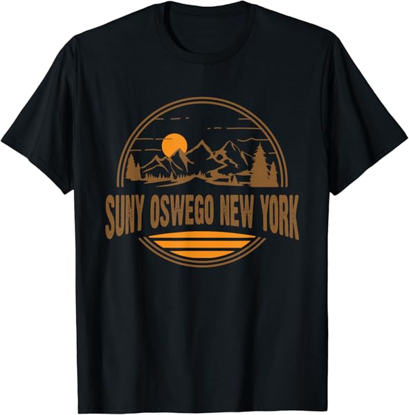 Vintage SUNY Oswego, New York Mountain Hiking Souvenir Print T-Shirt