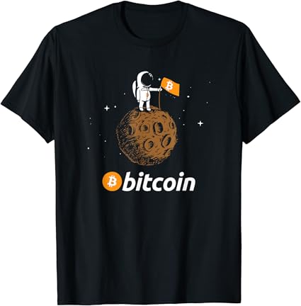 Bitcoin BTC Crypto to the Moon Shirt Featuring Astronaut T-Shirt