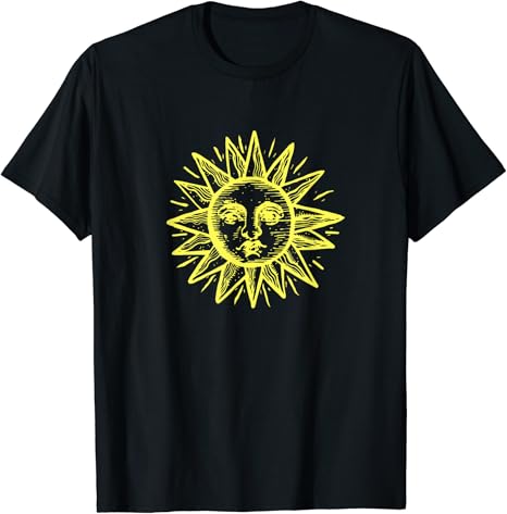 Amazon ビンテージイラスト 太陽の顔 鼻 口 Tシャツ Tシャツ カットソー 通販