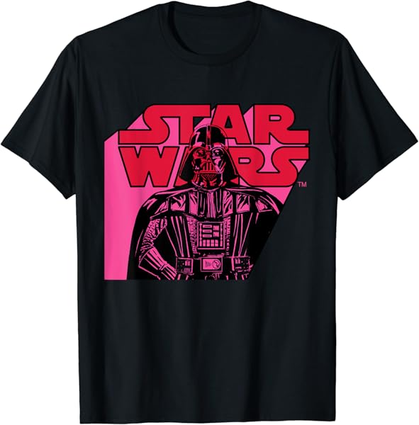 Star Wars Logo and Darth Vader in Pink T-Shirt T-Shirt