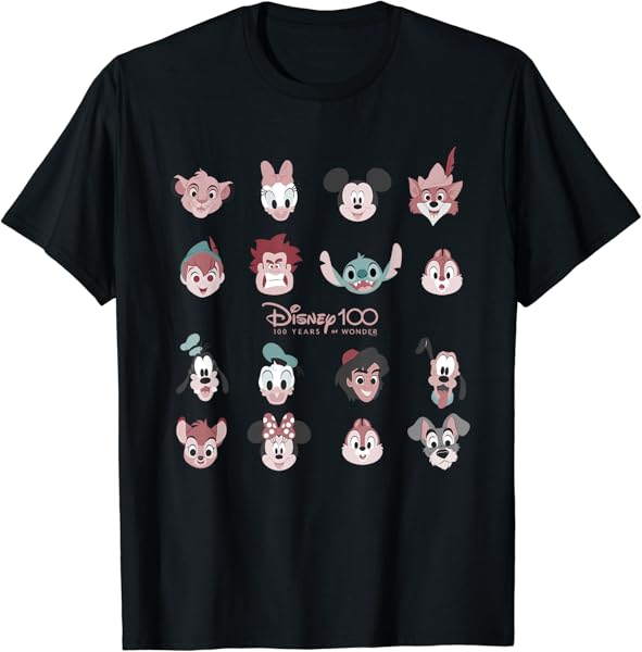 Disney 100 Years of Wonder Famous Faces Muted Cute D100 T-Shirt