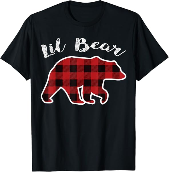 LIL BEAR | Kids Red Plaid Christmas Pajama Little Gift T-Shirt