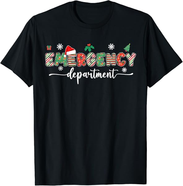 Groovy Emergency Department Christmas Santa ER Crew Nurse T-Shirt