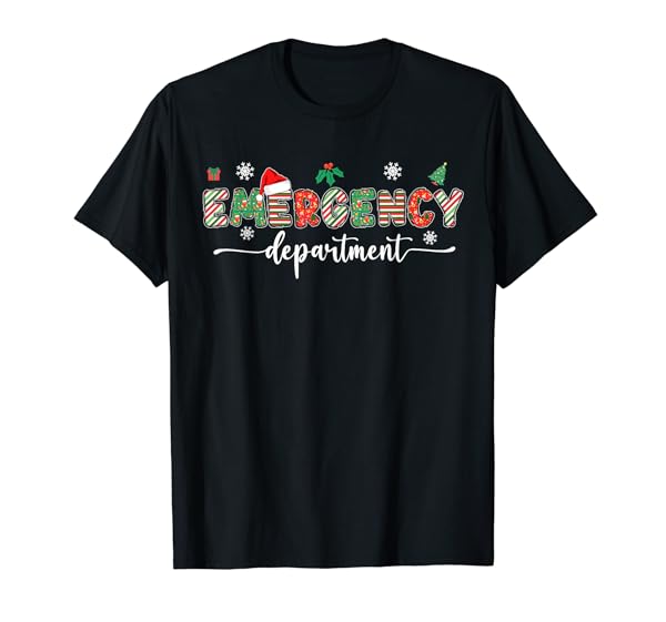 Groovy Emergency Department Christmas Santa ER Crew Nurse T-Shirt