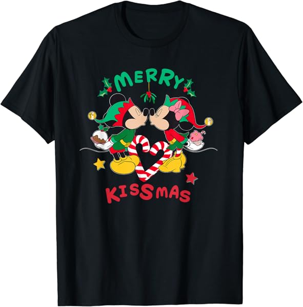 Disney Mickey and Minnie Mouse Christmas Love Merry Kissmas T-Shirt