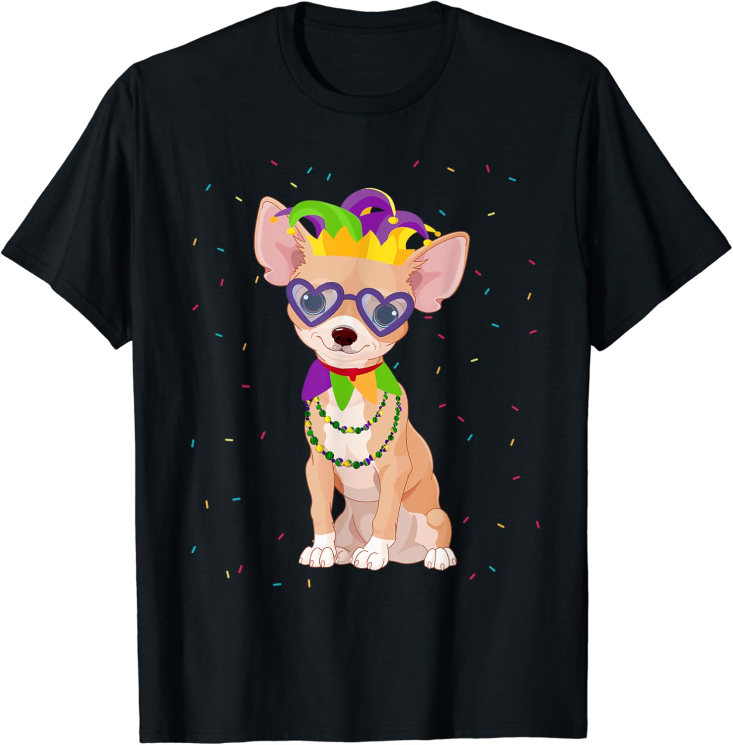 Amazon.com: Mardi Gras Chihuahua Funny Dog T-Shirt T-Shirt : Clothing