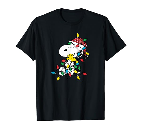 Peanuts - Snoopy Woodstock Christmas Lights T-Shirt