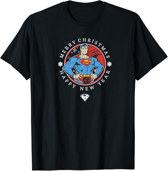 DC Comics Christmas New Year Superman Circle Stance Premium T-Shirt