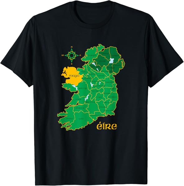Mayo Ireland T Shirt Irish County Map Eire Irish Travel T-Shirt