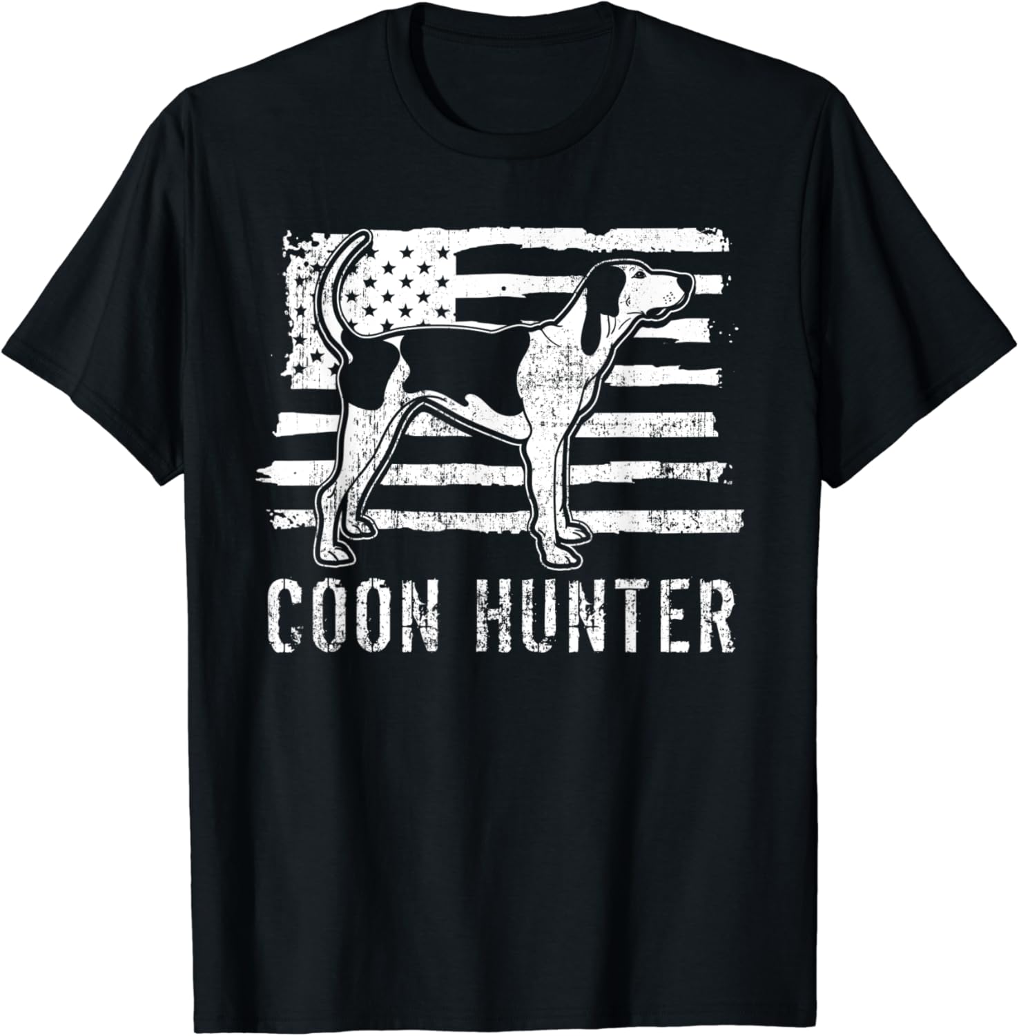 Coon Hunter Raccoon Hunting Dog USA Flag T-Shirt : Amazon.co.uk: Fashion