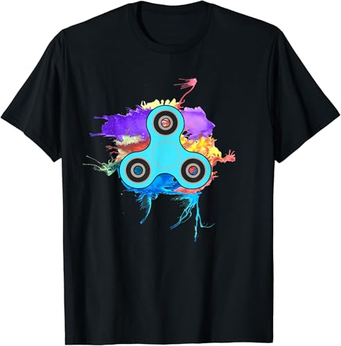 Retro Spinner neón acuarela Splash 't shirt, Negro
