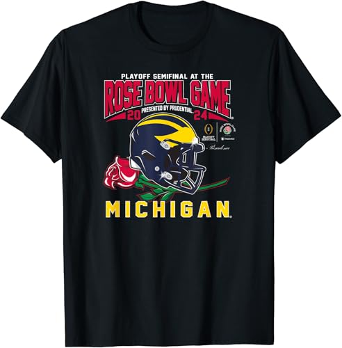 Miniatura 1 de Michigan Wolverines Rose Bowl 2024 CFP - Camiseta arqueada de fútbol americano, Negro -