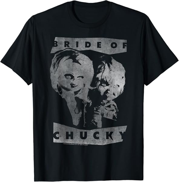 Child\'s Play Bride Of Chucky Faded White Portrait T-Shirt