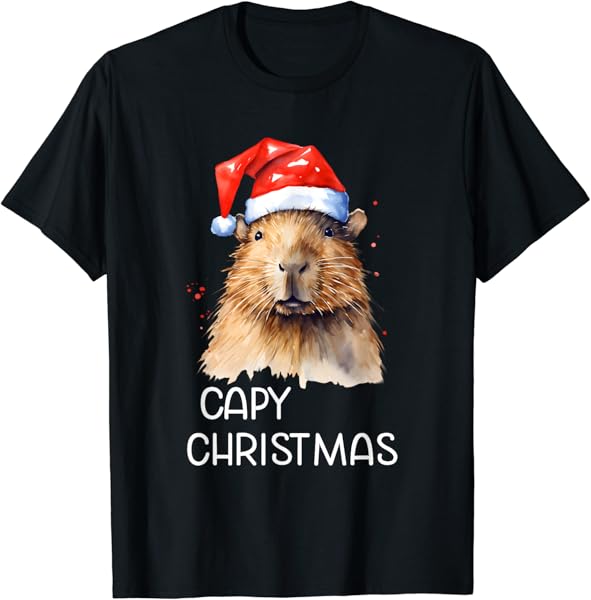 Capybara Capy Christmas Xmas Santa Hat Pajama Rodent Animal T-Shirt