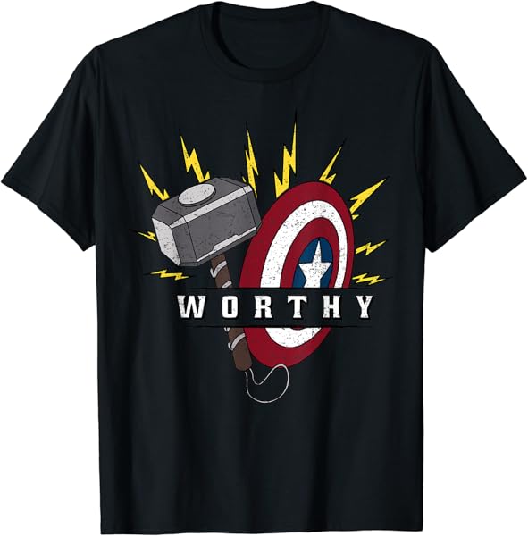 Marvel Avengers Endgame Captain America Worthy Hammer Shield T-Shirt