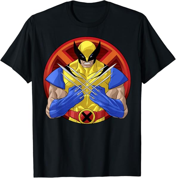 Marvel X-Men Wolverine Classic Claw Cross Portrait T-Shirt