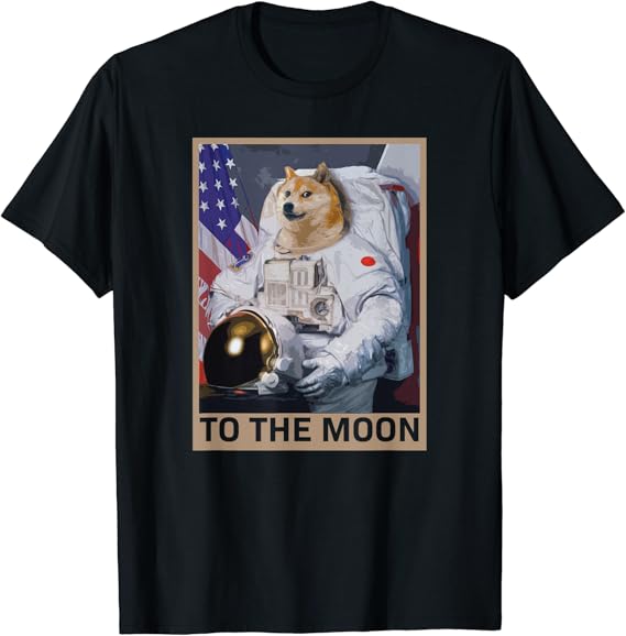 Dogecoin Astronaut To the Moon Blockchain HODL Crypto T-Shirt