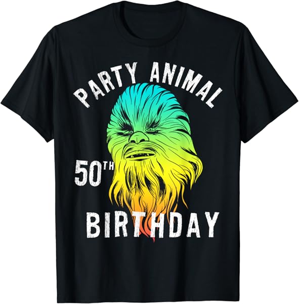 Star Wars Chewie Party Animal 50th Birthday Color Portrait T-Shirt