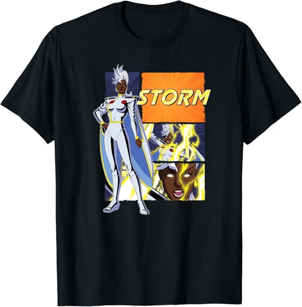 Marvel Studios X-Men ’97 Storm Lightning Logo Action Panels Premium T-Shirt