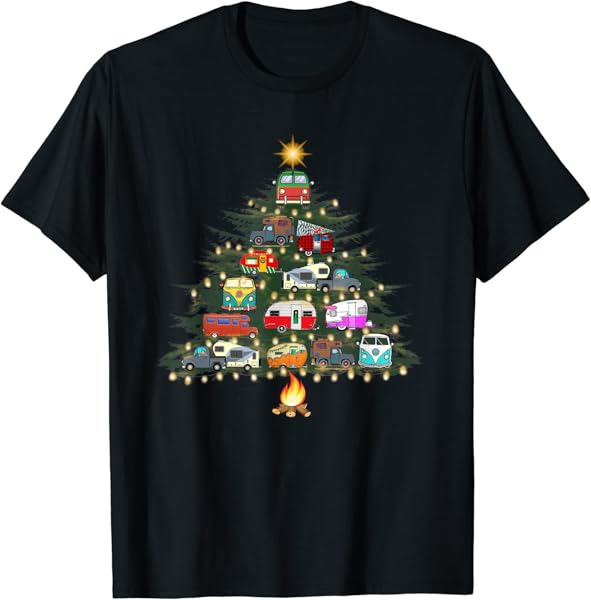 Camper Christmas Tree Vehicles Camping RVing Trailers Gift T-Shirt