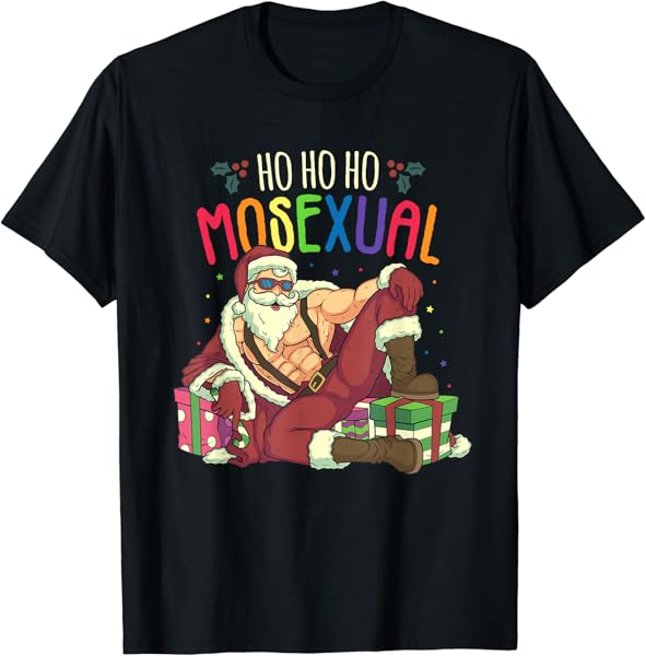 Ho Ho Ho Mosexual Gay Santa LGBT Pun Gay Pride Christmas T-Shirt