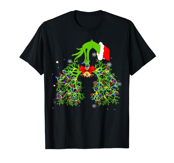 Christmas Nurse, Respiratory Therapist, Lung Xmas Lights T-Shirt