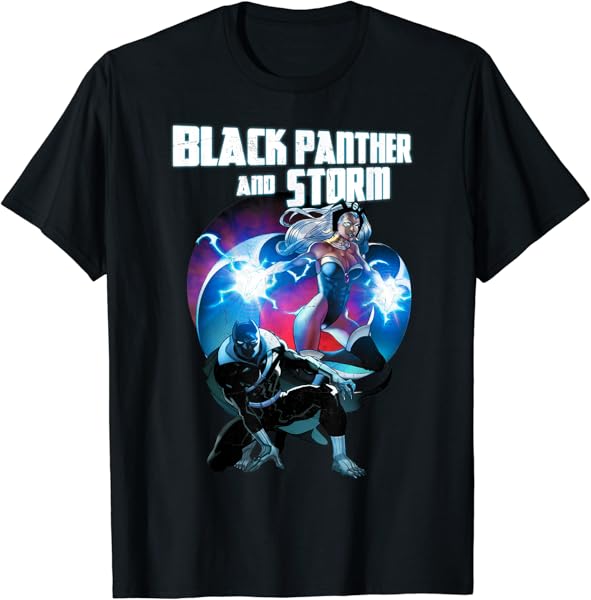 Marvel Black Panther And Storm Lightning Portrait T-Shirt