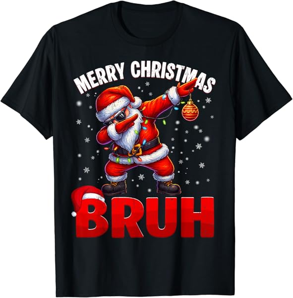 Bruh Merry Christmas Xmas Dabbing Santa Mens Boys Kids T-Shirt