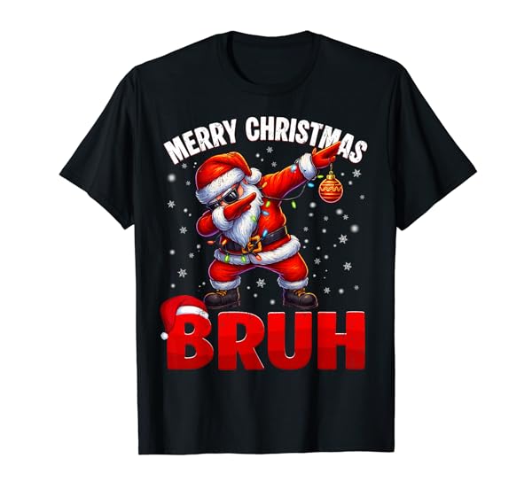 Bruh Merry Christmas Xmas Dabbing Santa Mens Boys Kids T-Shirt