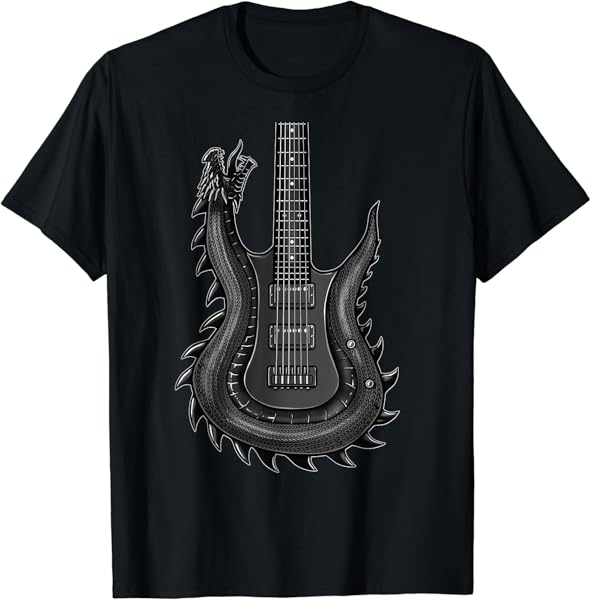 Cool Dragon Guitar Shirt Concert Band Tees Rock And Roll Tee T-Shirt