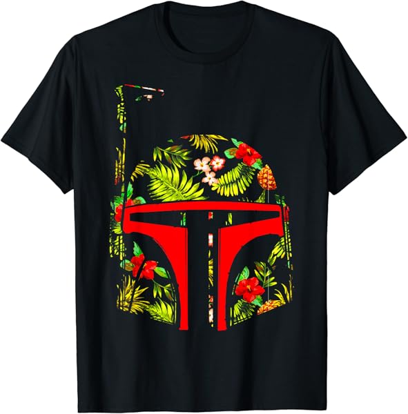 Star Wars Boba Fett Tropical Print Helmet T-Shirt