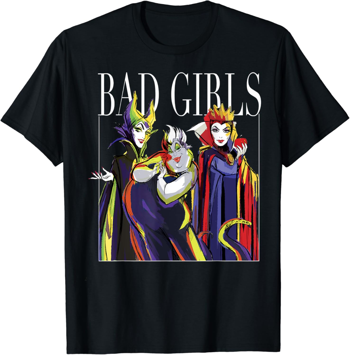 Disney Villains Bad Girls Group Shot Painted Graphic T-Shirt T-Shirt