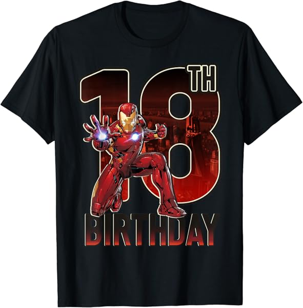 Marvel Iron Man 18th Birthday Action Pose Graphic T-Shirt T-Shirt