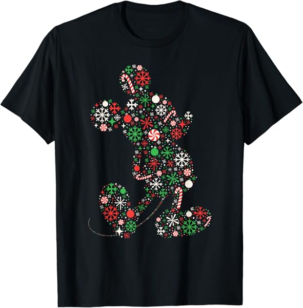 Disney Mickey Mouse Christmas Holiday Icon Filled Silhouette T-Shirt