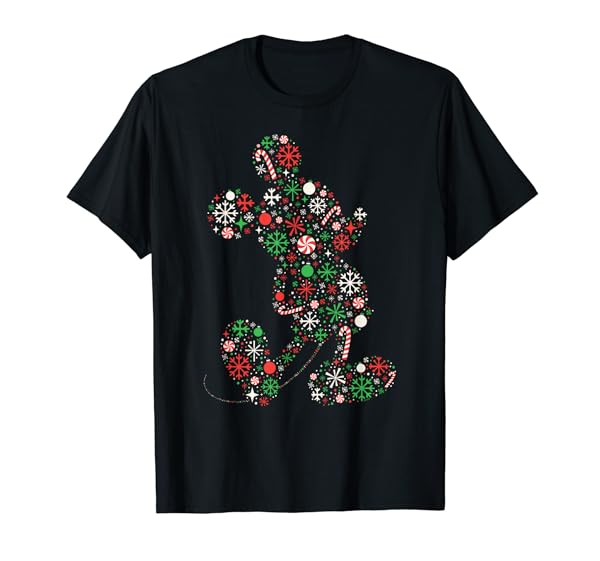 Disney Mickey Mouse Christmas Holiday Icon Filled Silhouette T-Shirt